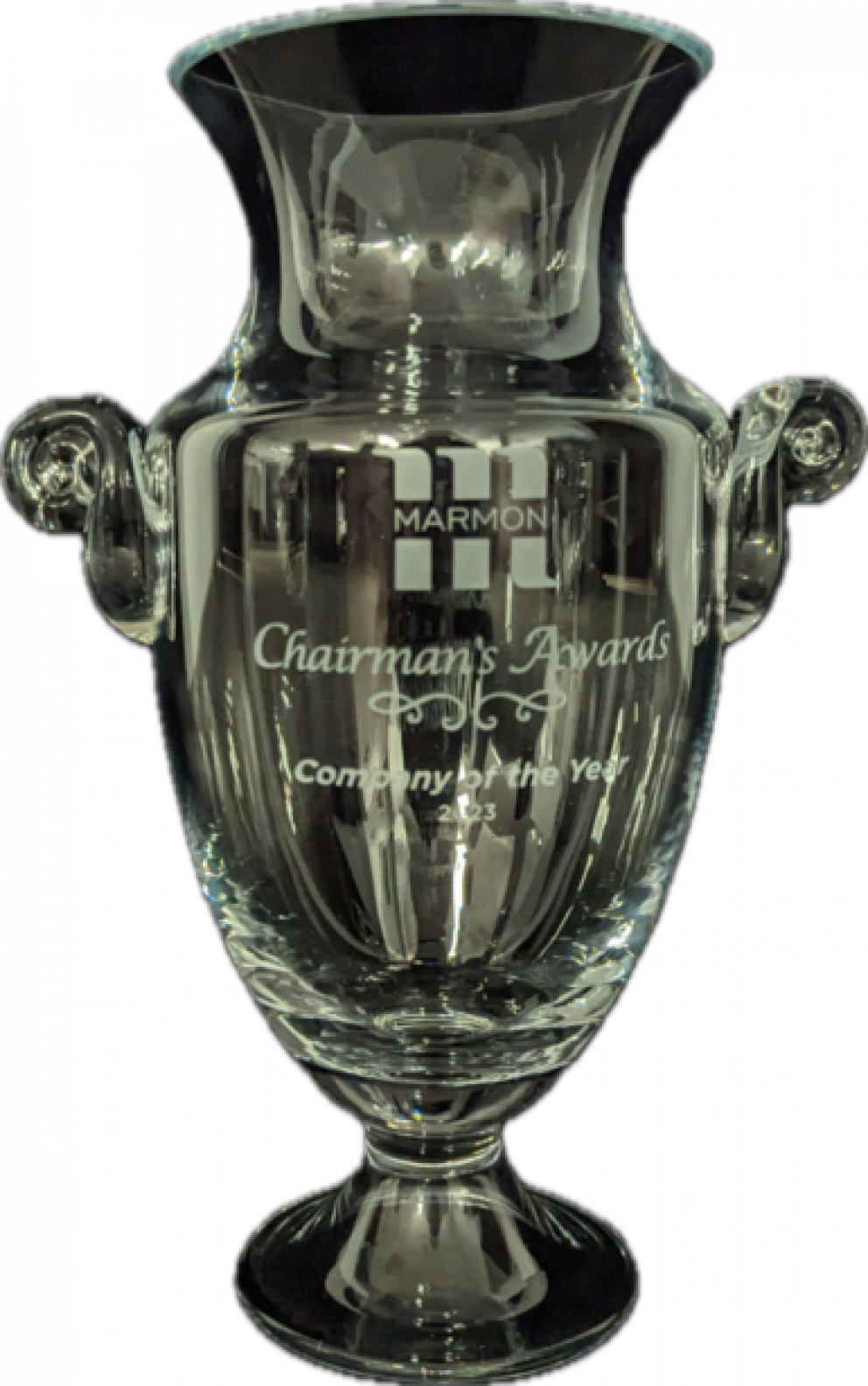 Glass vase shaped 2023 Chairman's Award